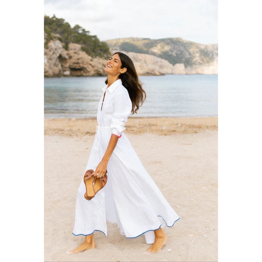 Oramai London Amalfi Long Linen Dress in White